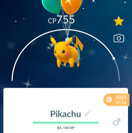 Shiny Pikachu with balloons Pokemon Trade Go